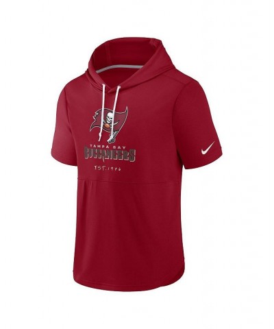 Men's Red Tampa Bay Buccaneers Short Sleeve Pullover Hoodie $33.60 Sweatshirt