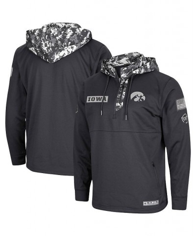 Men's Charcoal Iowa Hawkeyes OHT Military-Inspired Appreciation Digi Camo Quarter-Zip Hoodie $37.40 Sweatshirt