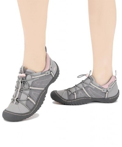 Women's Synergy Bungee Lace-Up Sporty Sneakers Gray $41.87 Shoes