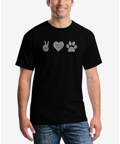 Men's Peace Love Dogs Word Art Short Sleeve T-shirt Black $18.19 T-Shirts