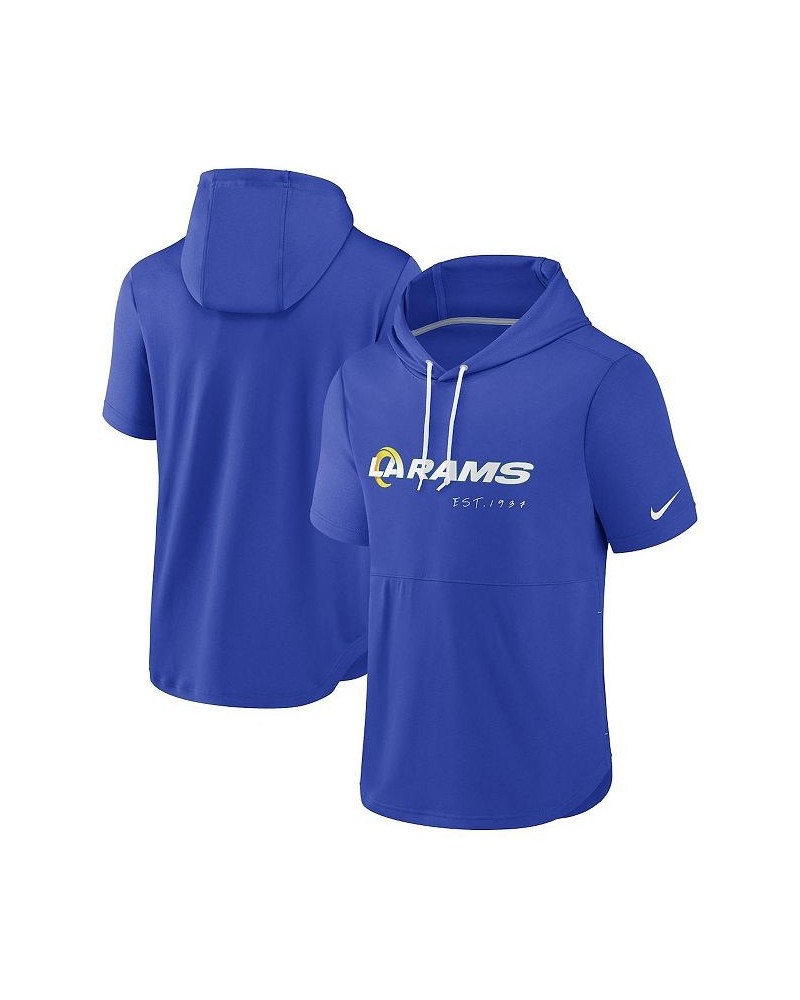 Men's Royal Los Angeles Rams Short Sleeve Pullover Hoodie $28.70 Sweatshirt