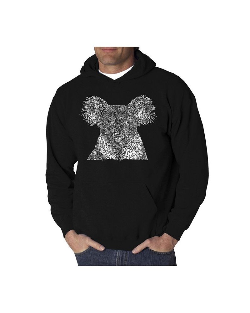 Men's Koala Word Art Hooded Sweatshirt Black $28.80 Sweatshirt