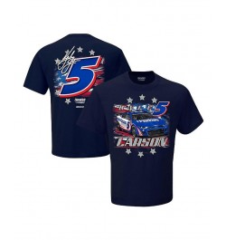 Men's Navy Kyle Larson Hendrickcars.com Stars Stripes Car T-shirt $15.19 T-Shirts