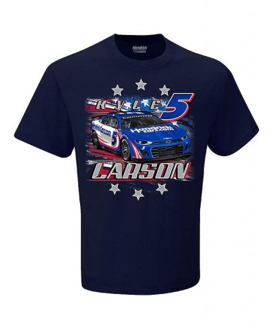 Men's Navy Kyle Larson Hendrickcars.com Stars Stripes Car T-shirt $15.19 T-Shirts