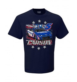 Men's Navy Kyle Larson Hendrickcars.com Stars Stripes Car T-shirt $15.19 T-Shirts