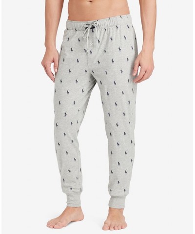 Men's Lightweight Cotton Logo Pajama Pants Gray $26.78 Pajama