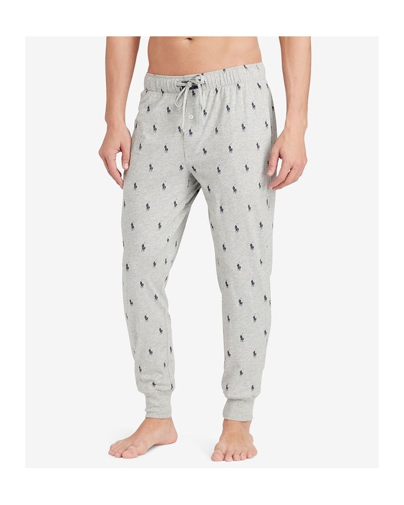 Men's Lightweight Cotton Logo Pajama Pants Gray $26.78 Pajama