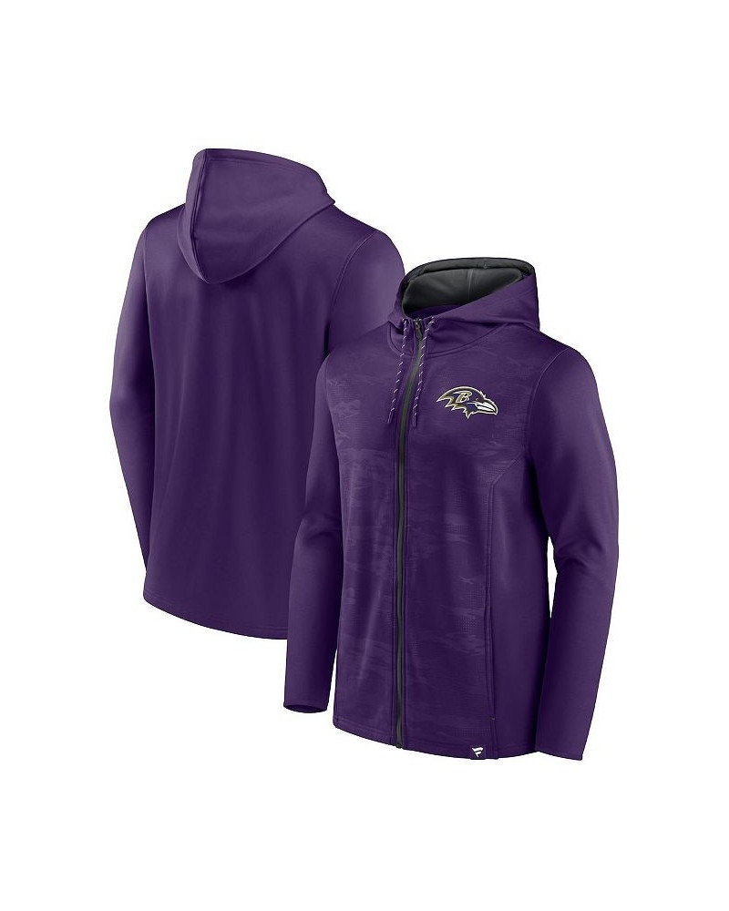 Men's Branded Purple, Black Baltimore Ravens Ball Carrier Full-Zip Hoodie $43.34 Sweatshirt