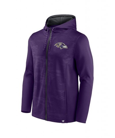 Men's Branded Purple, Black Baltimore Ravens Ball Carrier Full-Zip Hoodie $43.34 Sweatshirt