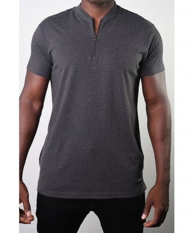 Men's Basic Henley Zip Tee Gray $17.55 T-Shirts