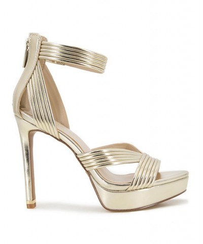 Women's Strappy Nadine Sandals Tan/Beige $50.04 Shoes