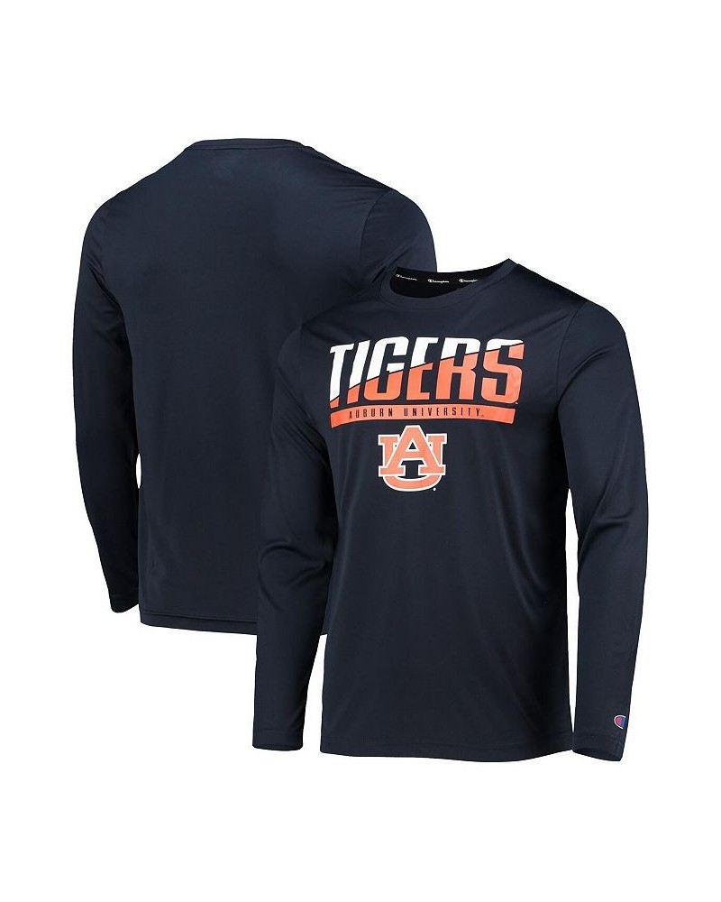 Men's Navy Auburn Tigers Wordmark Slash Long Sleeve T-shirt $24.29 T-Shirts