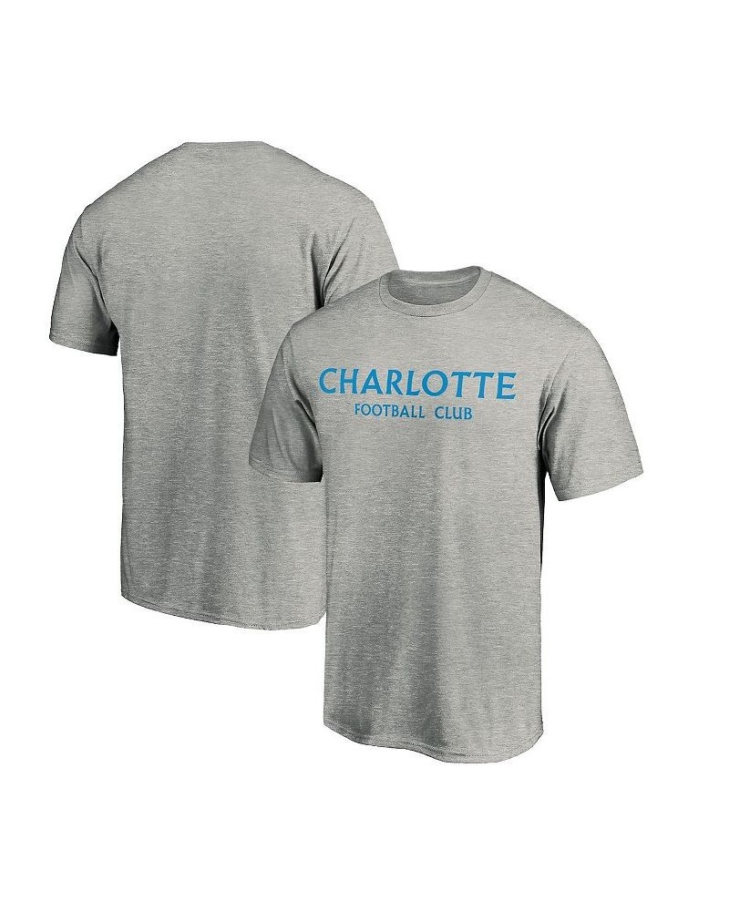 Men's Branded Heather Gray Charlotte FC Wordmark T-shirt $14.57 T-Shirts