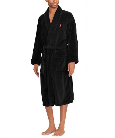 Men's Sleepwear Soft Cotton Kimono Velour Robe Black $61.25 Pajama