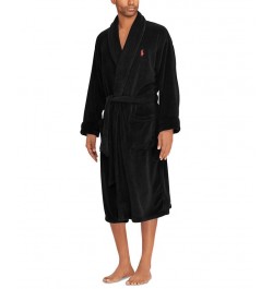 Men's Sleepwear Soft Cotton Kimono Velour Robe Black $61.25 Pajama