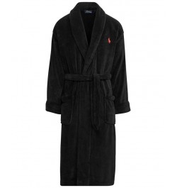 Men's Sleepwear Soft Cotton Kimono Velour Robe Black $61.25 Pajama