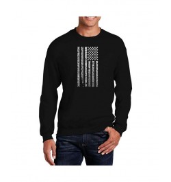 Men's Word Art National Anthem Flag Crewneck Sweatshirt Black $24.00 Sweatshirt