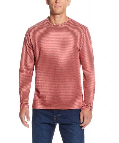 Men's Long Sleeve Crew Neck Striped T-shirt Yellow $17.46 T-Shirts