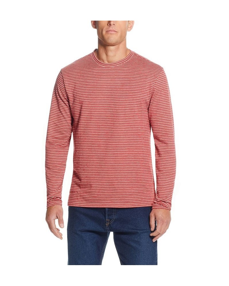 Men's Long Sleeve Crew Neck Striped T-shirt Yellow $17.46 T-Shirts