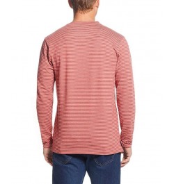 Men's Long Sleeve Crew Neck Striped T-shirt Yellow $17.46 T-Shirts