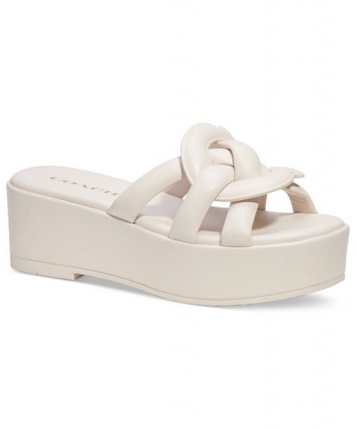 Everette Woven Soft Emblem Flatform Sandals White $111.80 Shoes