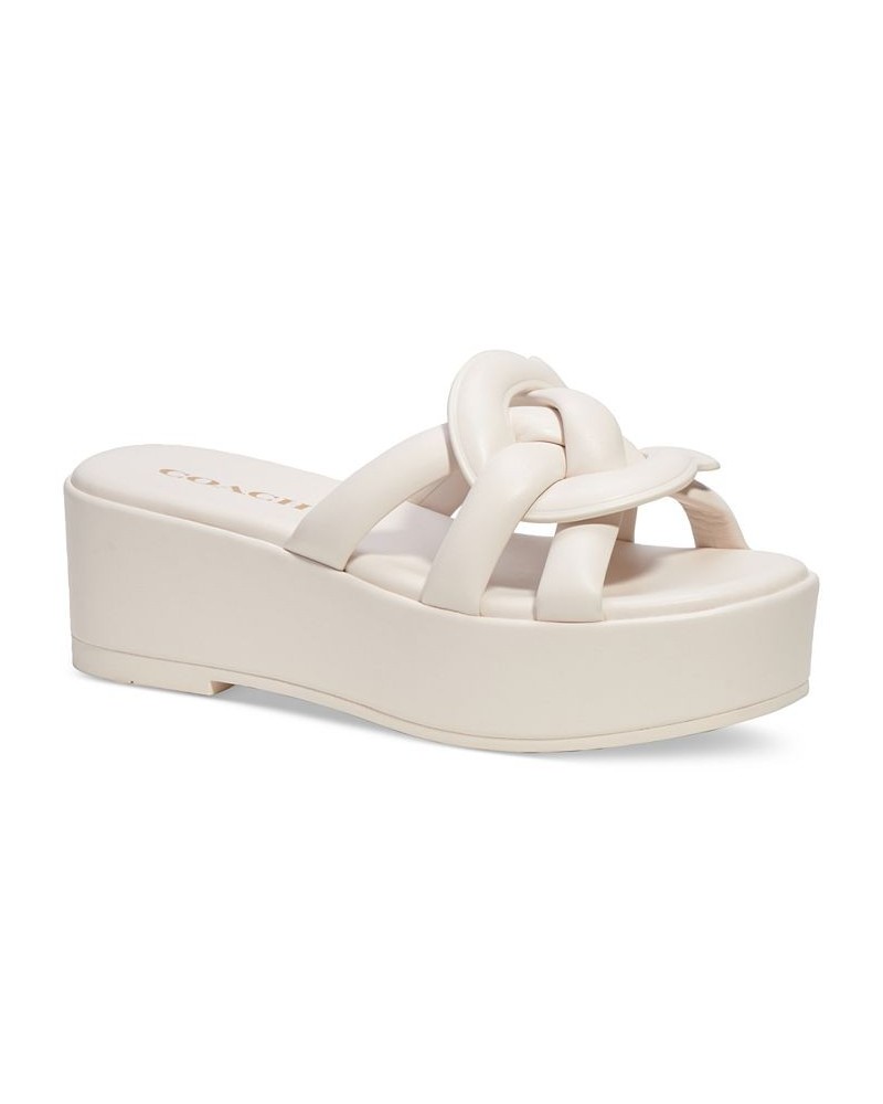 Everette Woven Soft Emblem Flatform Sandals White $111.80 Shoes