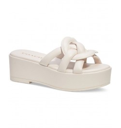 Everette Woven Soft Emblem Flatform Sandals White $111.80 Shoes