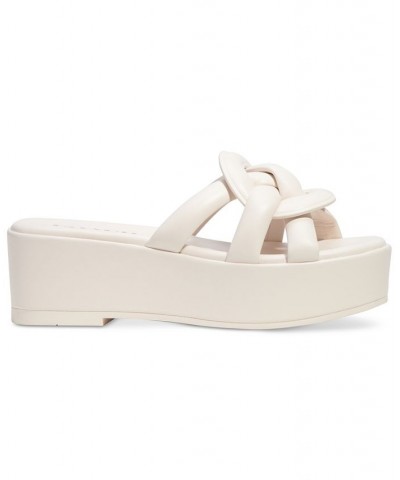 Everette Woven Soft Emblem Flatform Sandals White $111.80 Shoes