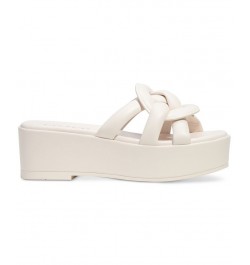 Everette Woven Soft Emblem Flatform Sandals White $111.80 Shoes