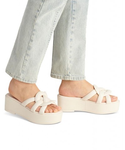 Everette Woven Soft Emblem Flatform Sandals White $111.80 Shoes