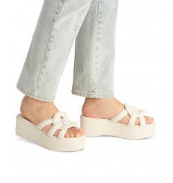 Everette Woven Soft Emblem Flatform Sandals White $111.80 Shoes