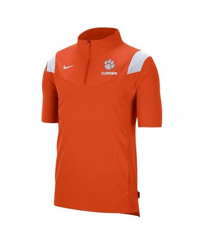 Men's Orange Clemson Tigers Coach Short Sleeve Quarter-Zip Jacket $38.40 Jackets