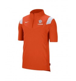 Men's Orange Clemson Tigers Coach Short Sleeve Quarter-Zip Jacket $38.40 Jackets