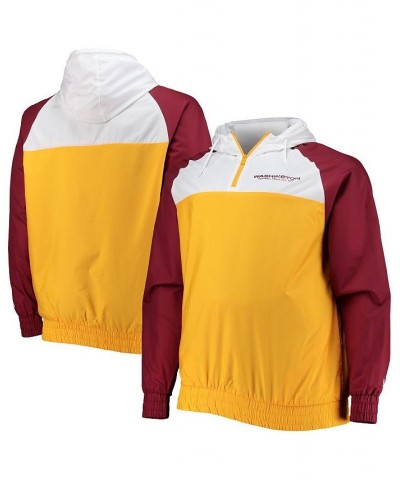 Men's Gold, Burgundy Washington Football Team Big and Tall League Raglan Quarter-Zip Hoodie $52.80 Sweatshirt