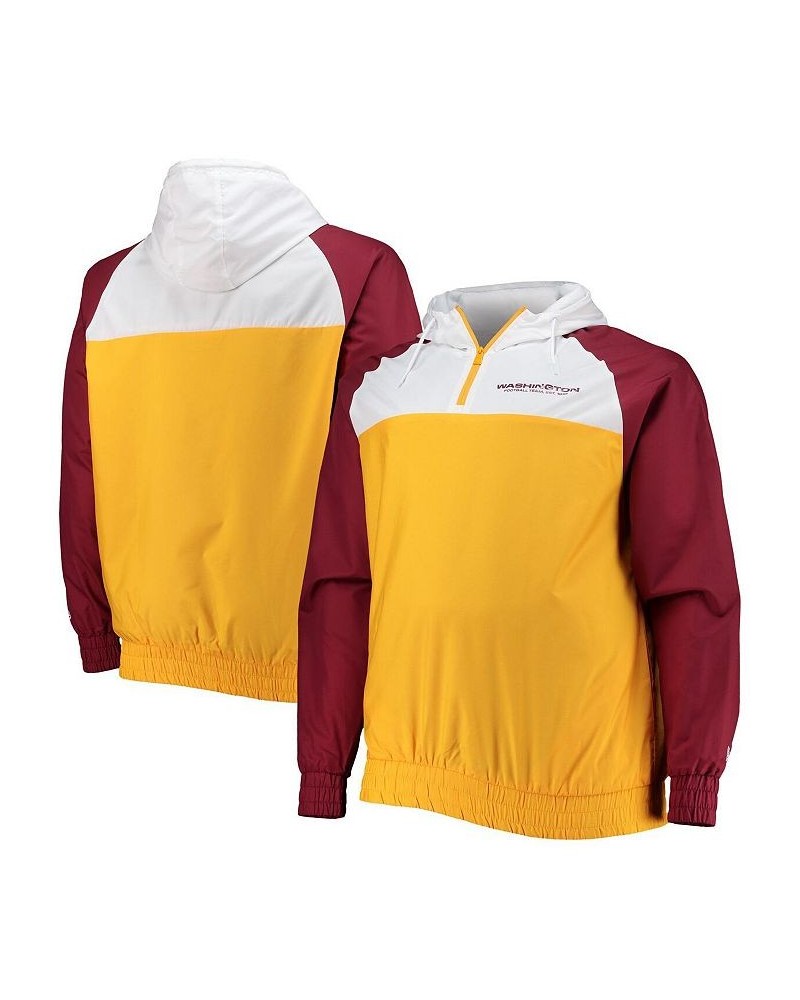 Men's Gold, Burgundy Washington Football Team Big and Tall League Raglan Quarter-Zip Hoodie $52.80 Sweatshirt