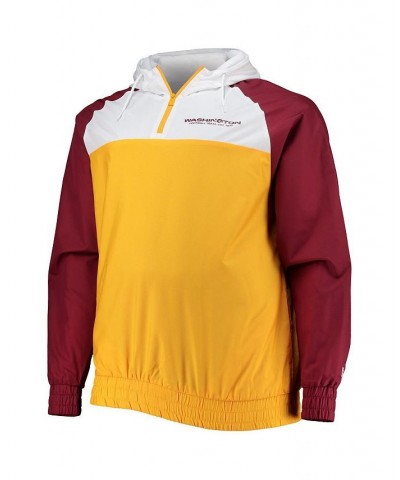 Men's Gold, Burgundy Washington Football Team Big and Tall League Raglan Quarter-Zip Hoodie $52.80 Sweatshirt