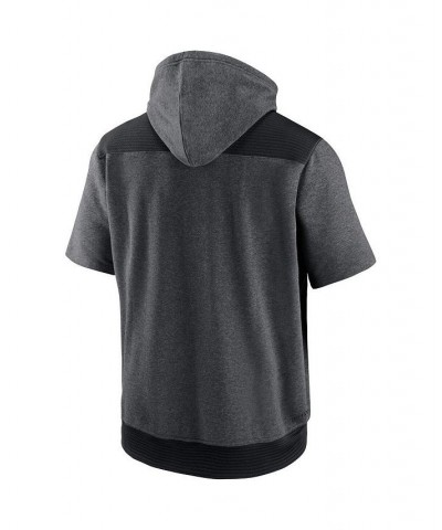 Men's Heathered Charcoal, Black Oakland Athletics Authentic Collection Dry Flux Performance Quarter-Zip Short Sleeve Hoodie $...