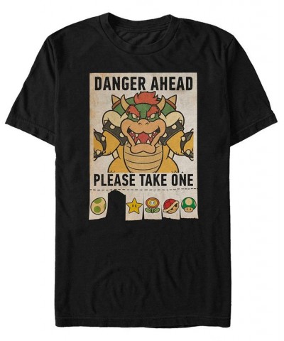 Nintendo Men's Super Mario Bowser Danger Ahead Short Sleeve T-Shirt Black $15.05 T-Shirts