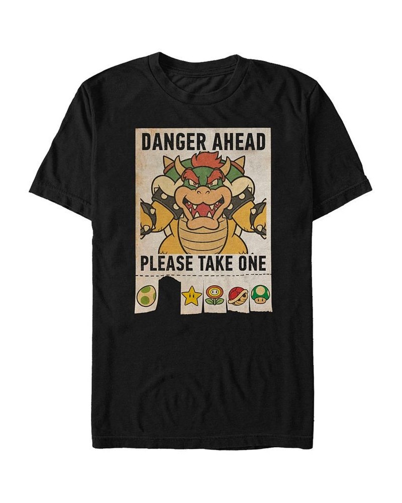 Nintendo Men's Super Mario Bowser Danger Ahead Short Sleeve T-Shirt Black $15.05 T-Shirts