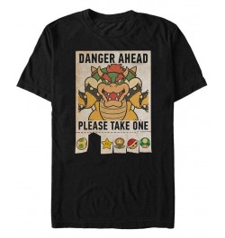 Nintendo Men's Super Mario Bowser Danger Ahead Short Sleeve T-Shirt Black $15.05 T-Shirts