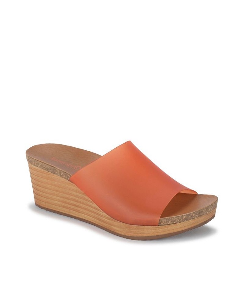 Yalissa Wedge Slide Sandals Orange $42.50 Shoes