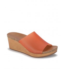 Yalissa Wedge Slide Sandals Orange $42.50 Shoes