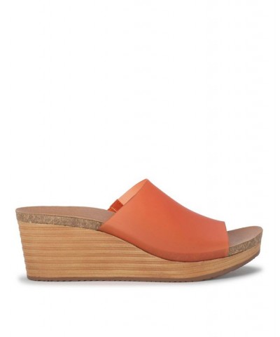 Yalissa Wedge Slide Sandals Orange $42.50 Shoes