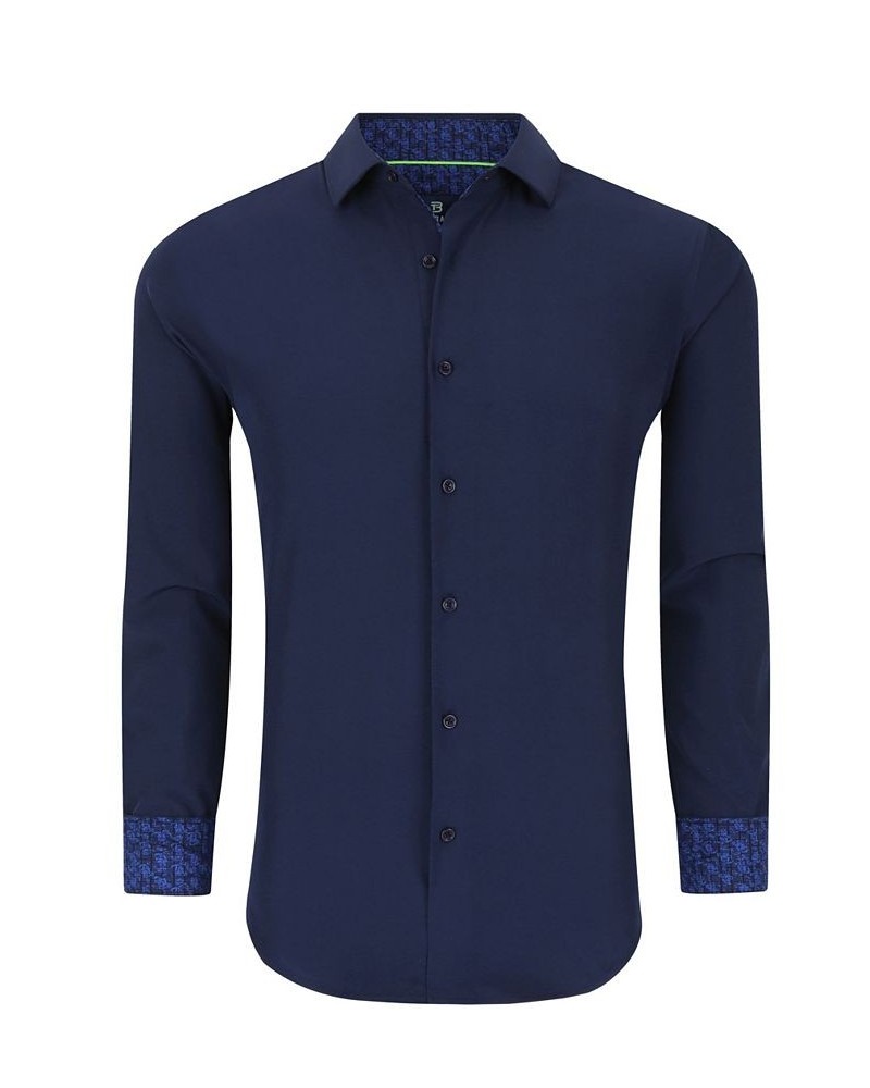 Men's Slim Fit Performance Solid Button Down Shirt Navy Solid $23.84 Dress Shirts