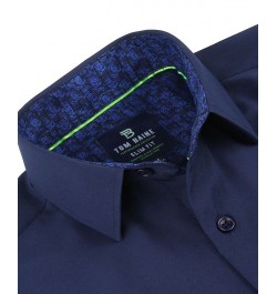 Men's Slim Fit Performance Solid Button Down Shirt Navy Solid $23.84 Dress Shirts