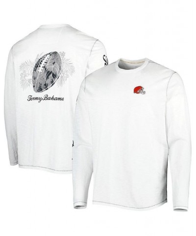 Men's White Cleveland Browns Laces Out Billboard Long Sleeve T-shirt $52.80 T-Shirts