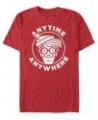 Where's Waldo Men's Anytime Anywhere Big Face Logo Short Sleeve T-Shirt Red $15.40 T-Shirts