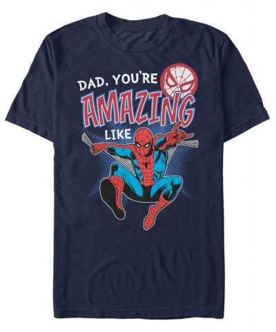 Marvel Men's Comic Collections Amazing Like Spider-Man Short Sleeve T-Shirt Blue $17.15 T-Shirts