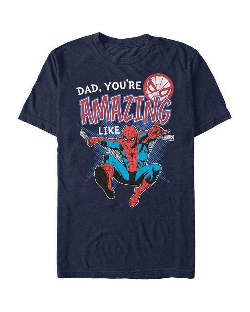 Marvel Men's Comic Collections Amazing Like Spider-Man Short Sleeve T-Shirt Blue $17.15 T-Shirts