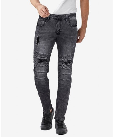 Men's Rawx Slim Fit Moto Detail Stretch Jeans Black Wash $39.78 Jeans